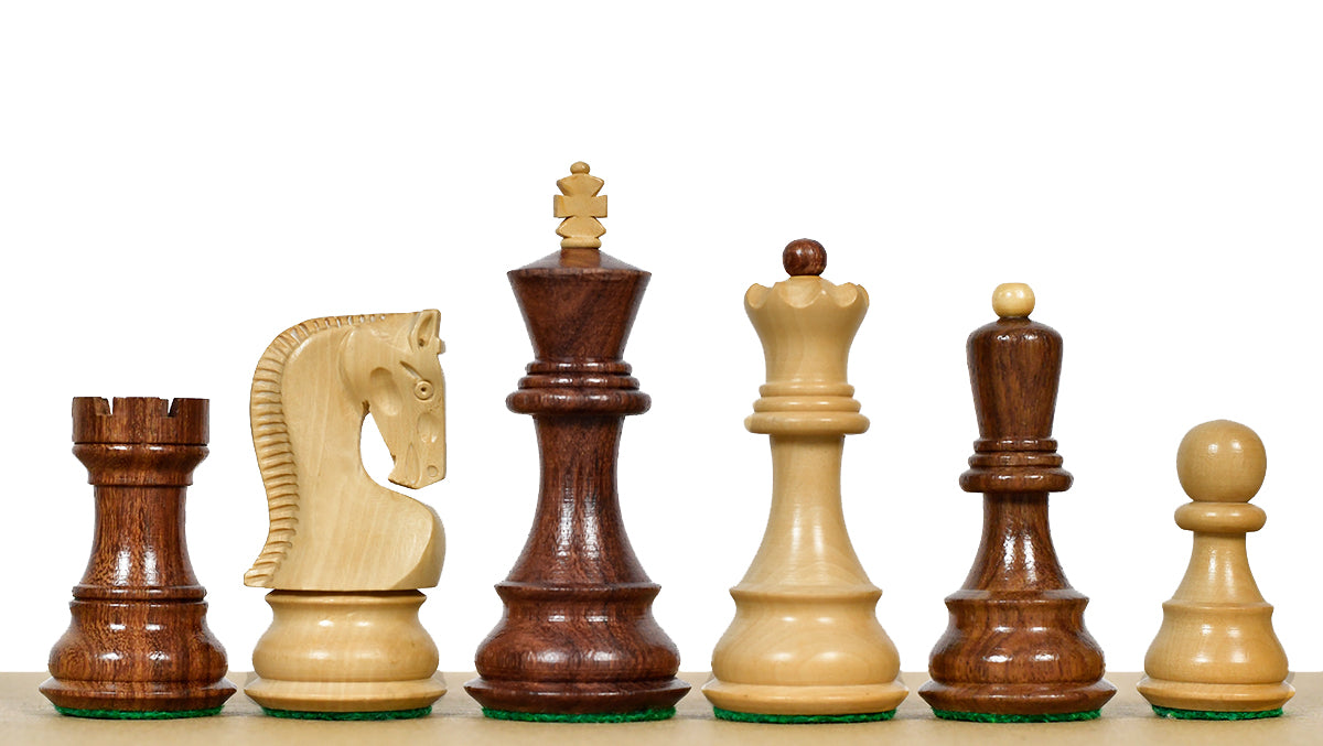 1959 World Chess Championship Old Russian Zagreb Chess Pieces - Sheesham Wood & Boxwood - 3.8" King