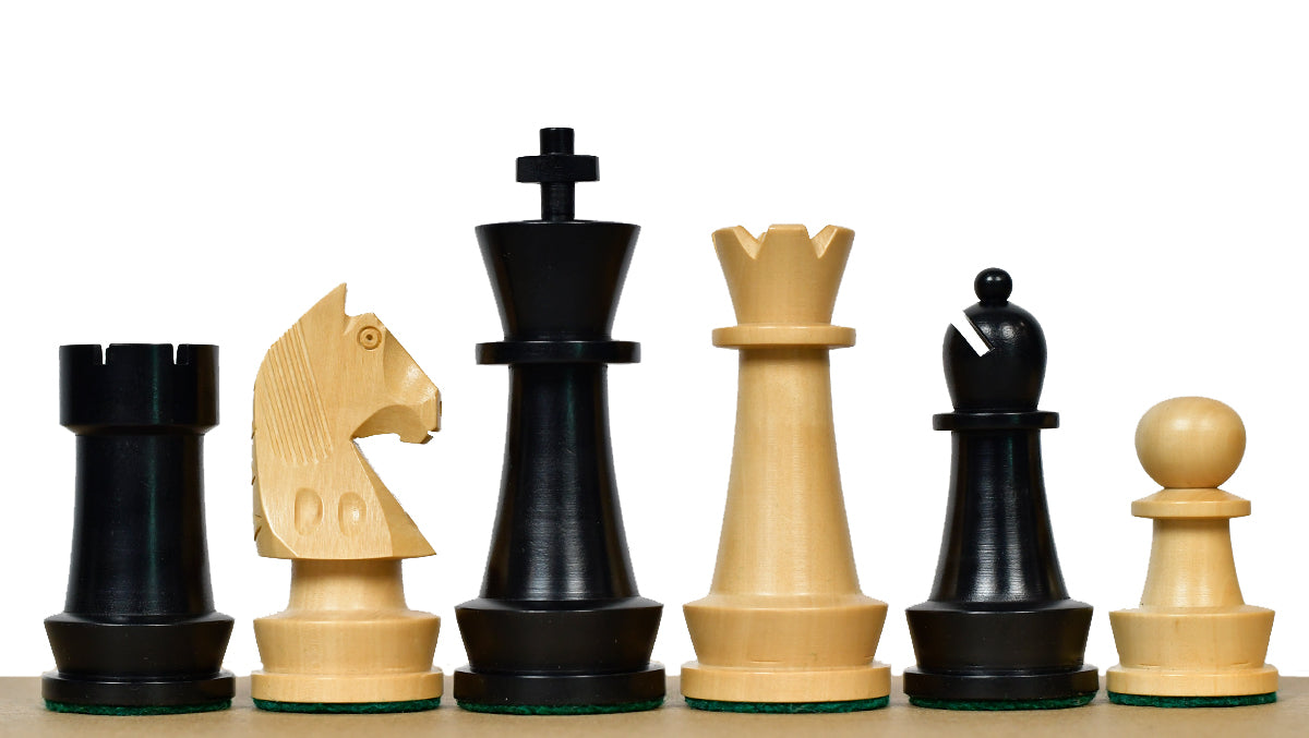 The Championship Series Staunton Chess Pieces in Ebonized Boxwood & Natural Boxwood - 3.75" King