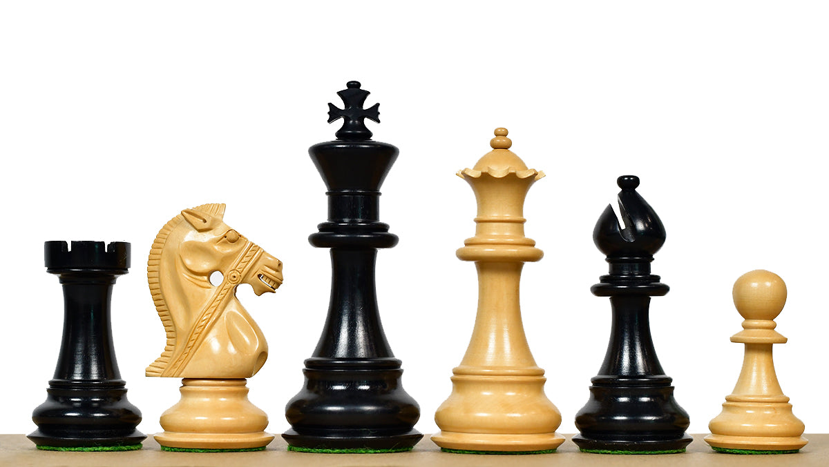 Noble Stallion Chess Set Bridle Edition in Ebony & Box Wood - 4.8" King