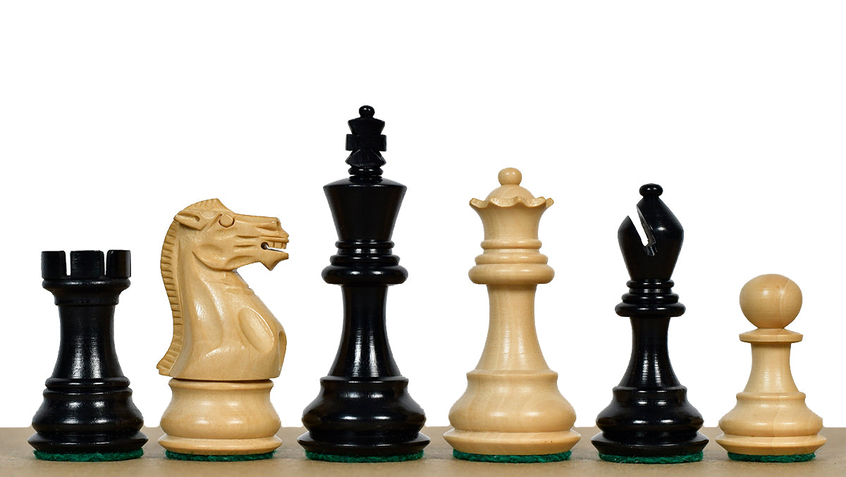 Classic 101 Staunton Series Club Sized Wooden Chess Pieces In Ebony Wood & Box Wood - 3.0" King