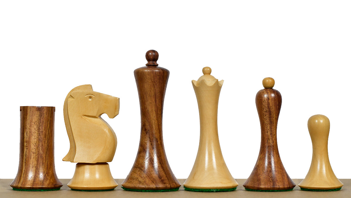 Minimalist Soviet-Style Chess Pieces In Sheesham & Boxwood - 3.7” King