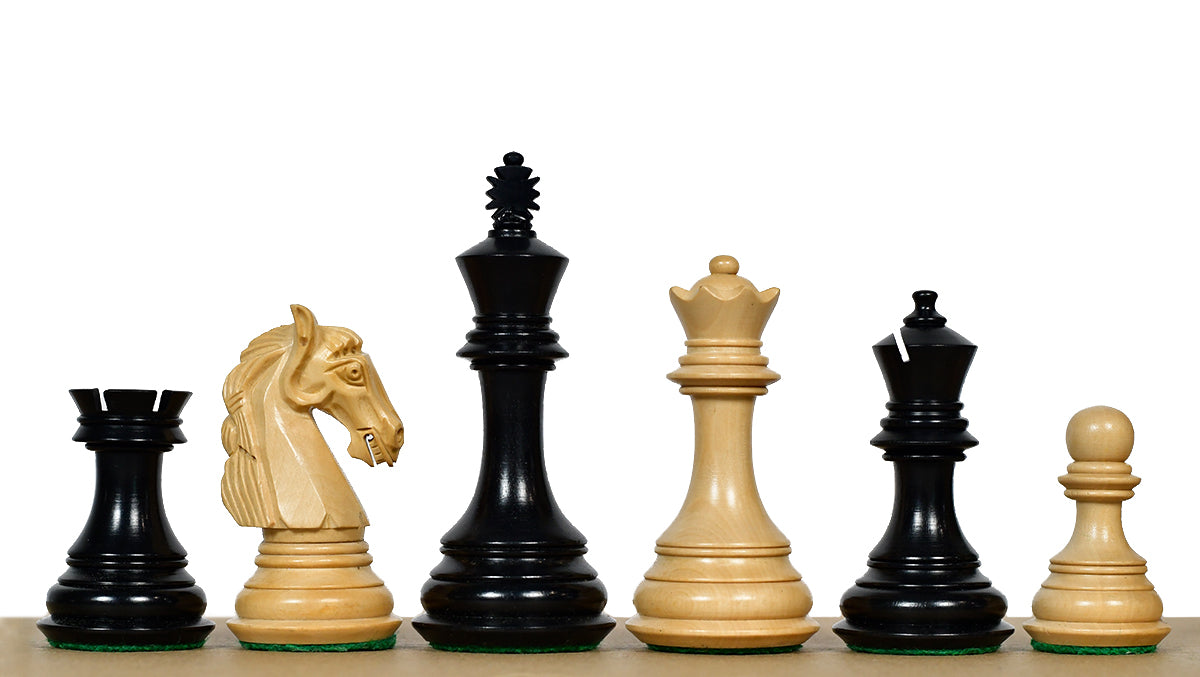 Columbian Staunton Series Chess Pieces in Ebony Wood & Box wood - 3.8" King