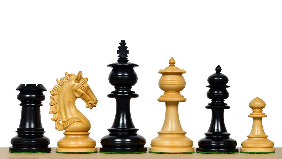 The Artisan Knight Handcrafted Luxury Wooden Chess Pieces In Ebony Wood & Natural Boxwood - 4.4" King