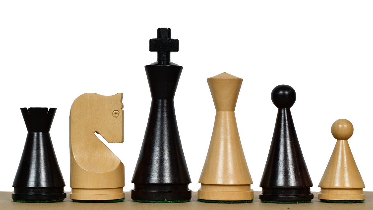 4.09" Classic Series Cone Shaped Chess Pieces in Ebonized Boxwood & Natural Boxwood - 940 Grams
