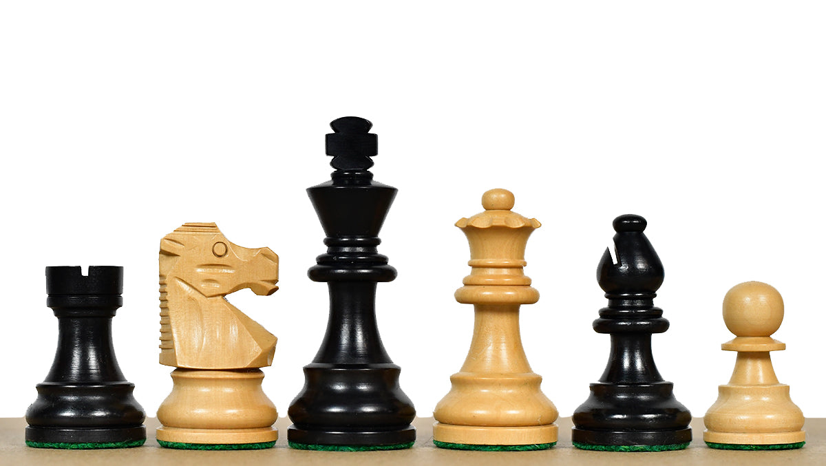 French Lardy Exclusive Wooden Chess Pieces – Handcrafted Ebonized & Boxwood | 3" King with Extra Queen