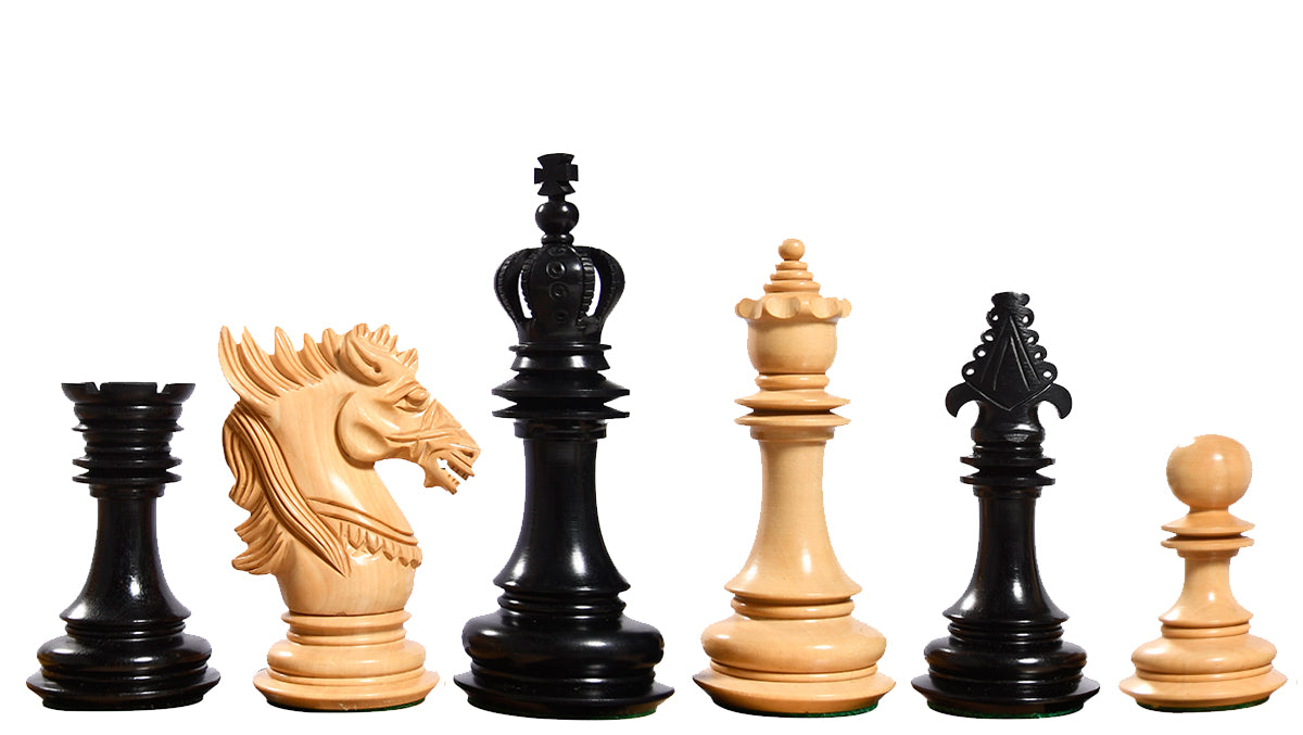 The Dragon Knight Series Wooden Chess Pieces Carved in Ebony / Boxwood - 4.7" King