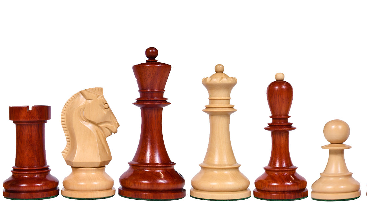 Reproduced 1950 Dubrovnik Bobby Fischer Weighted Chess Pieces Set in Bud Rosewood - 4.25" King