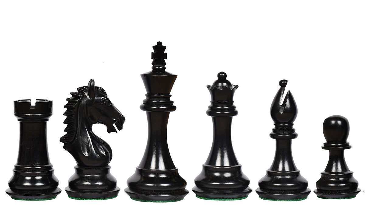 CB The Derby Knight Staunton Pattern Weighted Chessmen in Ebonized Boxwood - 4.1" King