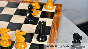 Richard Whitty Antique Chess Pieces with King Side Stamping in Ebony / Antiqued Box wood - 3.75" King