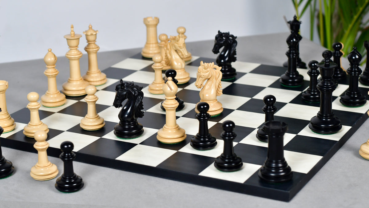 The French Warrior Luxury Wooden Chess Pieces in Ebony & Boxwood - 4.4" King