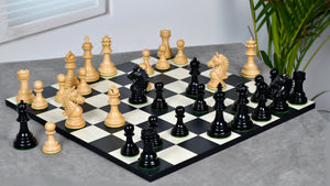 The Bridle Series Luxury Triple Weighted Chess Pieces in Ebony Wood / Boxwood - 4.2" King