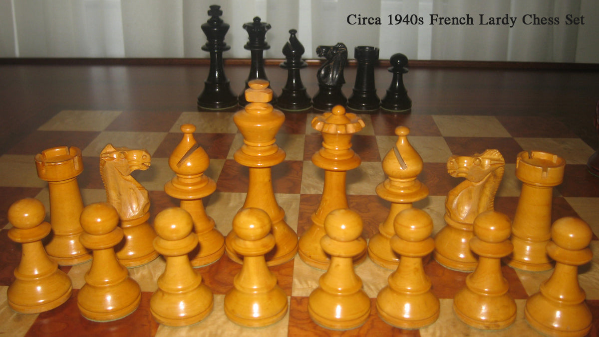 French Lardy Exclusive Weighted Chess Pieces in Sheesham Wood / Box wood - 3.75" Extra Queens