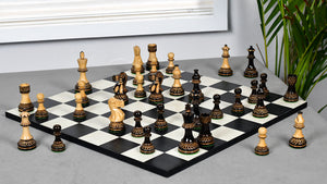 Burnt Blazed Series Handcarved (Lacquerd) Chess Pieces in Burnt Boxwood - 3.8" King
