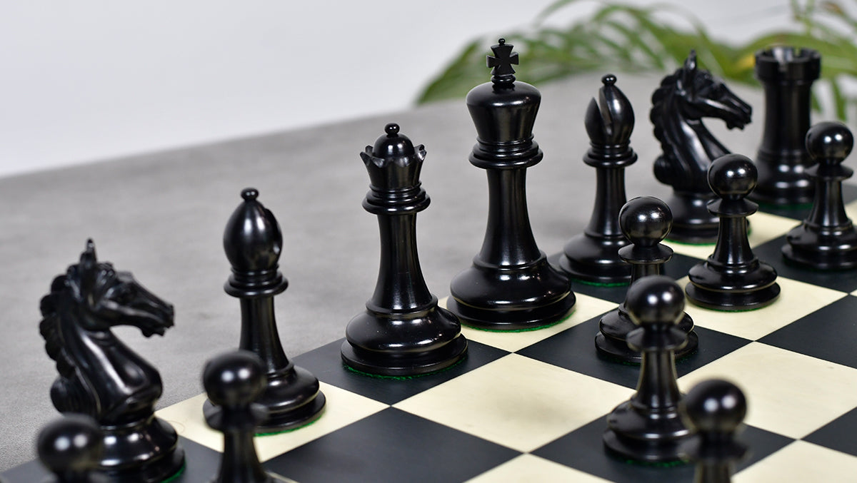 4.0'' The Ancient Indian Warrior Staunton Luxury Series Chess Pieces in Ebony / Antiqued Box Wood - 1660 Grams