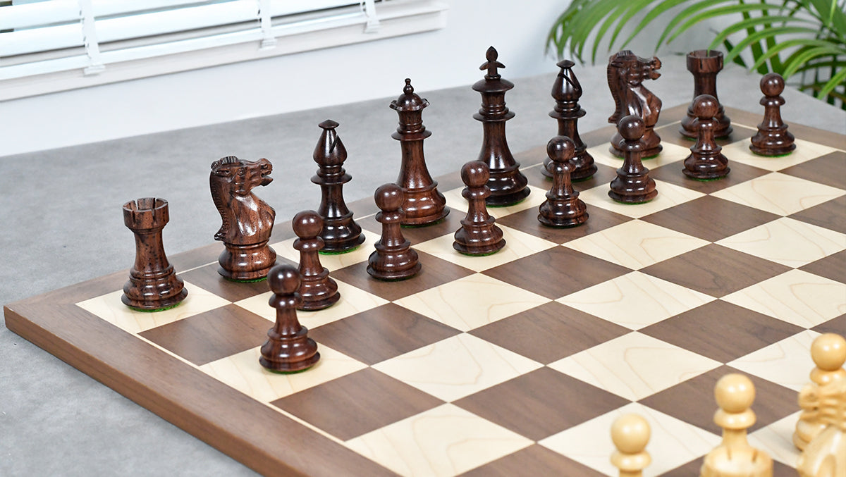 3.7'' British Staunton Series Wooden Chess Pieces in Anjan Wood & Box Wood - 1200 Grams