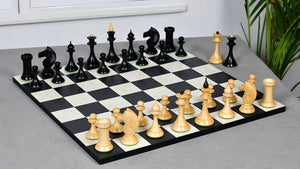 1950s' Soviet (Russian) Latvian (Queen's Gambit Series) Chess Pieces in Ebonized Boxwood & Natural Boxwood - 4.1" King