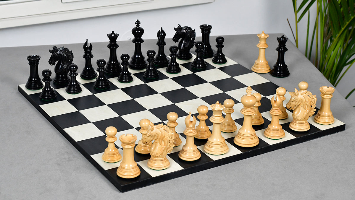 Crown Heritage Series Luxury Chess Pieces in Ebony Wood & Natural Boxwood 4.3” King