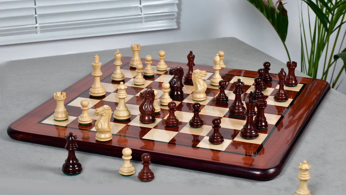 Classic 101 Staunton Series Club Size Weighted Chess Pieces in Bud Rosewood & BoxWood - 3.0" King