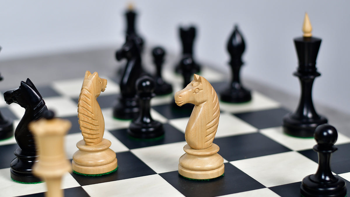 The Repro of Averbakh 1949 Moscow Chess Championship Chess Pieces in Ebonized & Boxwood 4.20 inch King - 1130 Grams Weight