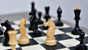 The Repro of Averbakh 1949 Moscow Chess Championship Chess Pieces in Ebonized & Boxwood 4.20 inch King - 1130 Grams Weight