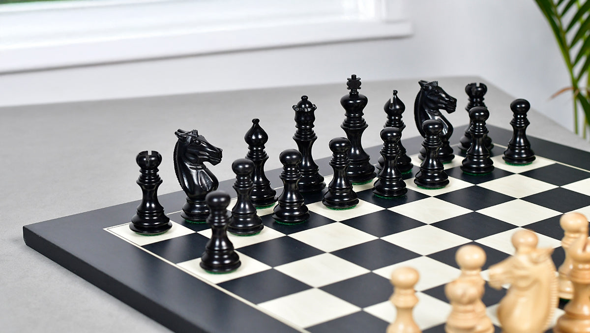 Meghdoot Staunton Series Wooden Chess Pieces in Ebony & Box Wood - 3.2" King