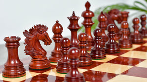 New Indian-American Luxury Series Triple Weighted Chess Pieces in Bud Rosewood(Padauk) / Boxwood Ver 2.0 - 4.4" King