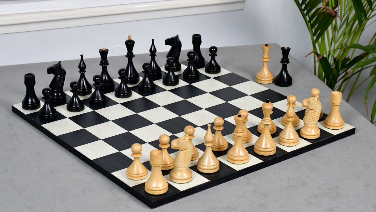 1961 Soviet Championship Baku Chess Pieces in Ebonized / Box wood - 4.05 King