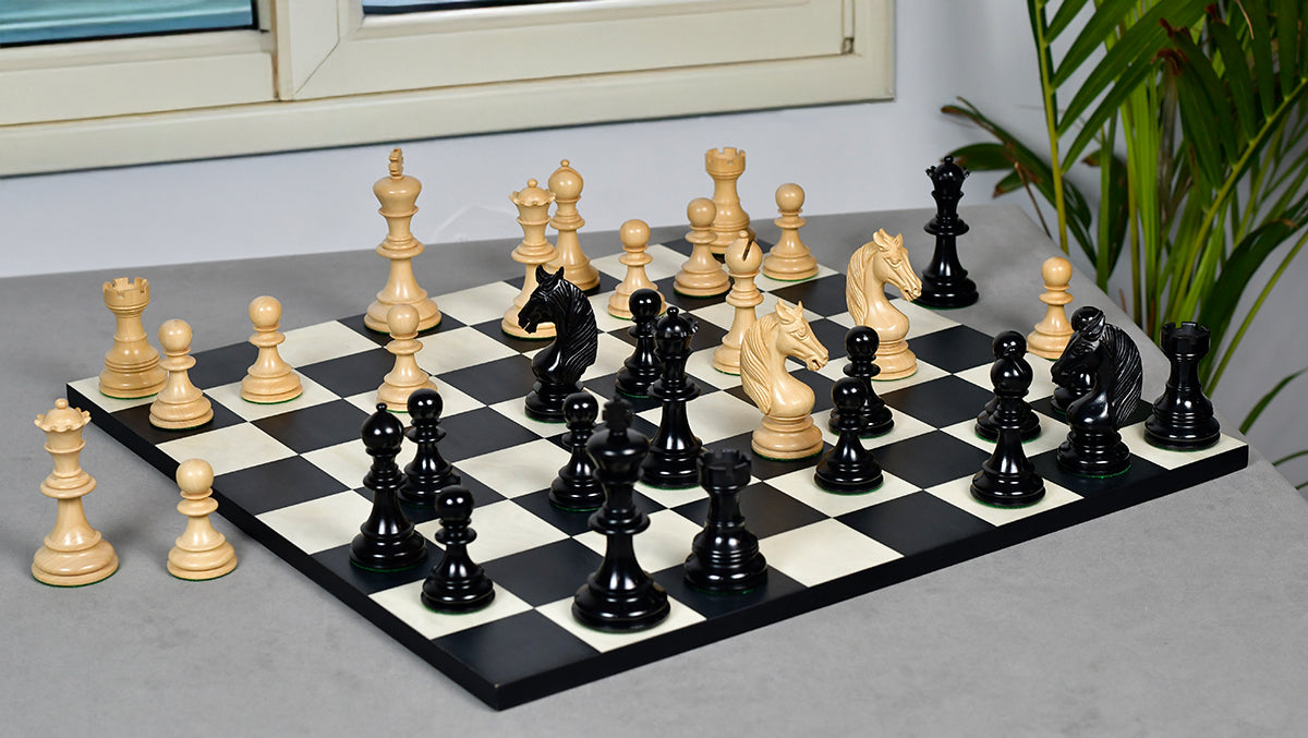 The Monarch’s Gambit Handcrafted Luxury Chess Pieces – in Ebony & Boxwood 4.4" King