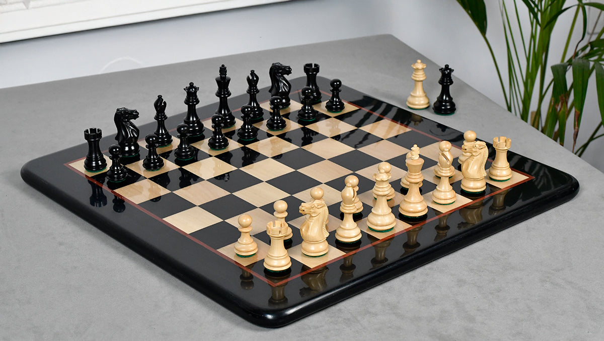 Classic 101 Staunton Series Club Sized Wooden Chess Pieces In Ebony Wood & Box Wood - 3.0" King