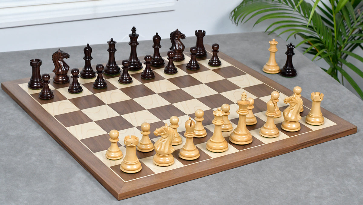 The Supreme Series (The Queens's Gambit) Staunton Weighted Chess Pieces in Acacia Wood & Indian Boxwood 4 inch King - 1400 GMS