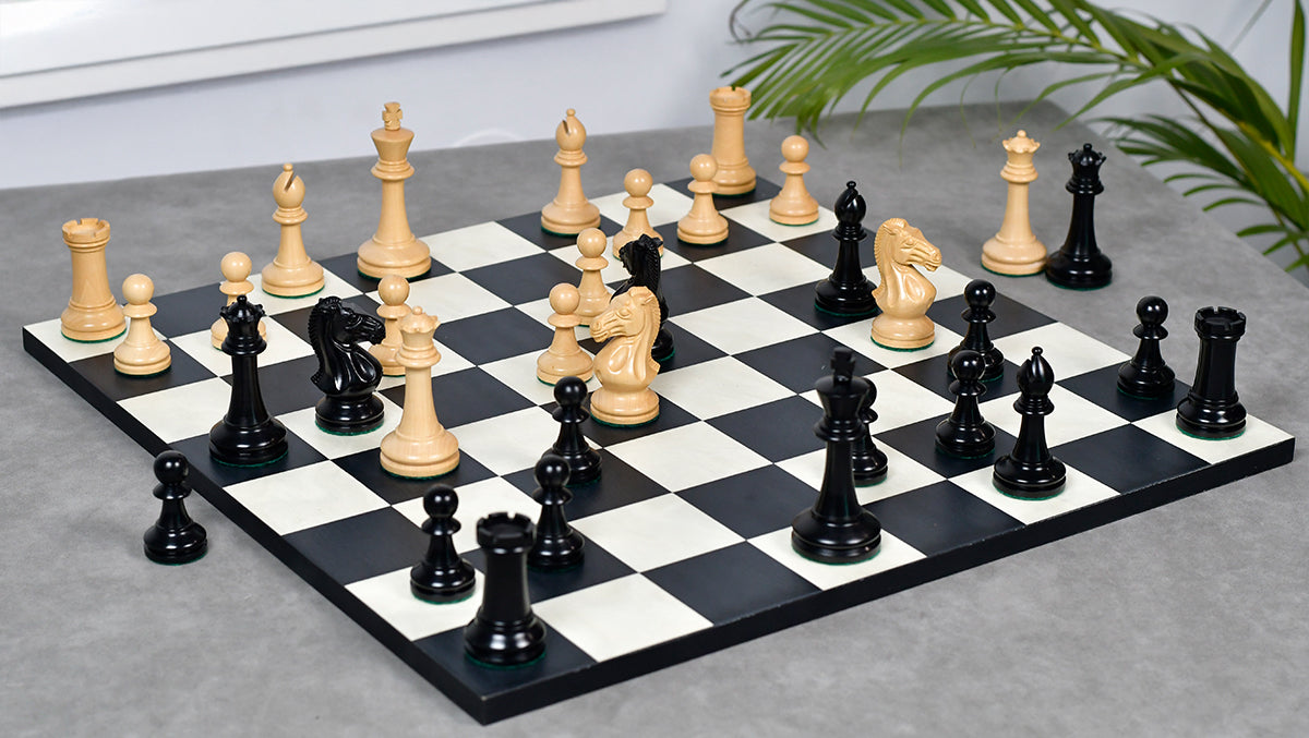 GM Blitz Edition Staunton Series Chess Pieces in Ebony Wood & Natural Boxwood - 3.75" King