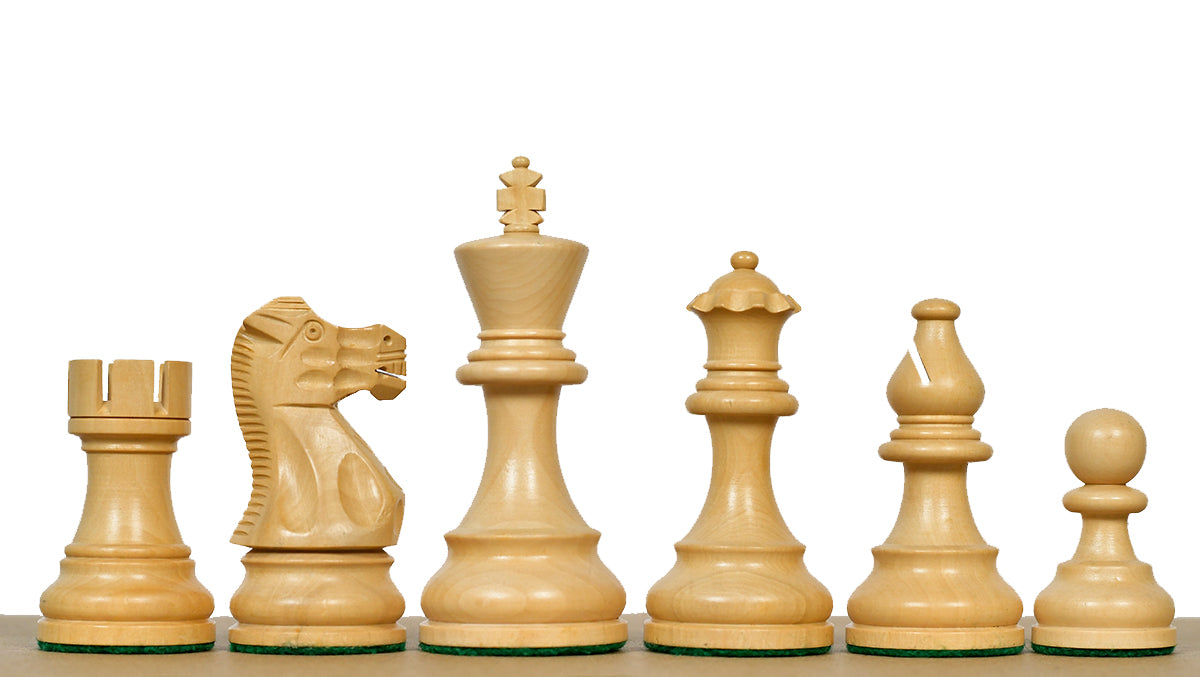 Smokey Staunton Series Chess Pieces in Ebonized boxwood & Natural Boxwood- 3.8" King