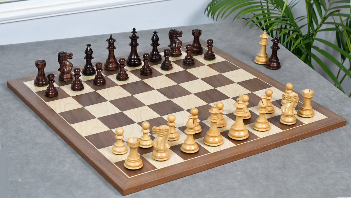 3.7'' British Staunton Series Wooden Chess Pieces in Anjan Wood & Box Wood - 1200 Grams