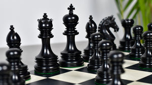 Indian Chetak II Customized Lead Weighted Luxury Chess Pieces in Ebony wood / Boxwood - 4.3" King extra Queens