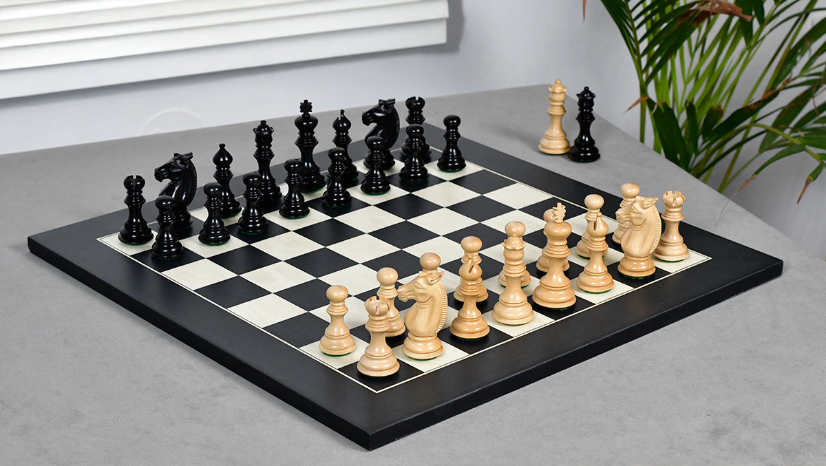 Meghdoot Staunton Series Wooden Chess Pieces in Ebony & Box Wood - 3.2" King