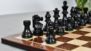 French Lardy Exclusive Wooden Chess Pieces – Handcrafted Ebonized & Boxwood | 3" King with Extra Queen