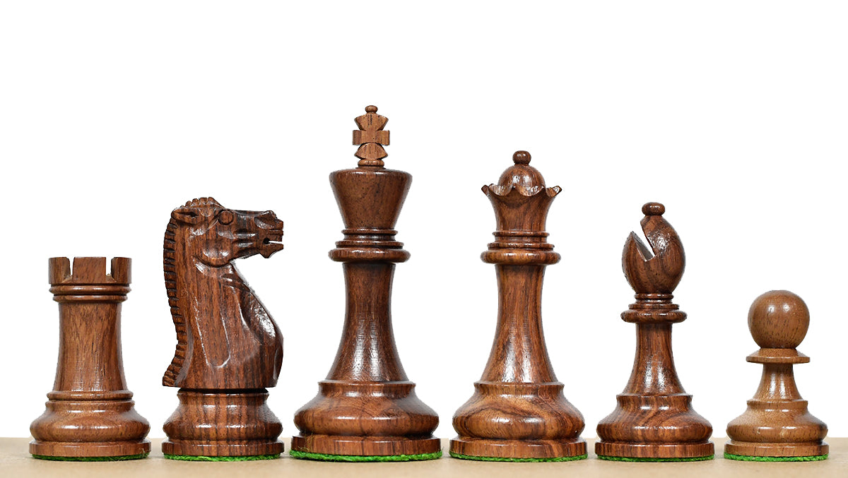 The Grandmaster Staunton Series Chess Pieces In Sheesham & Natural Boxwood - 3.75" King