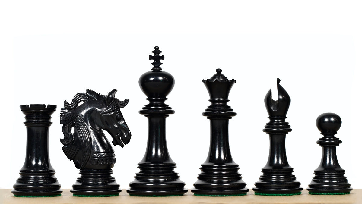 Crown Heritage Series Luxury Chess Pieces in Ebony Wood & Natural Boxwood 4.3” King