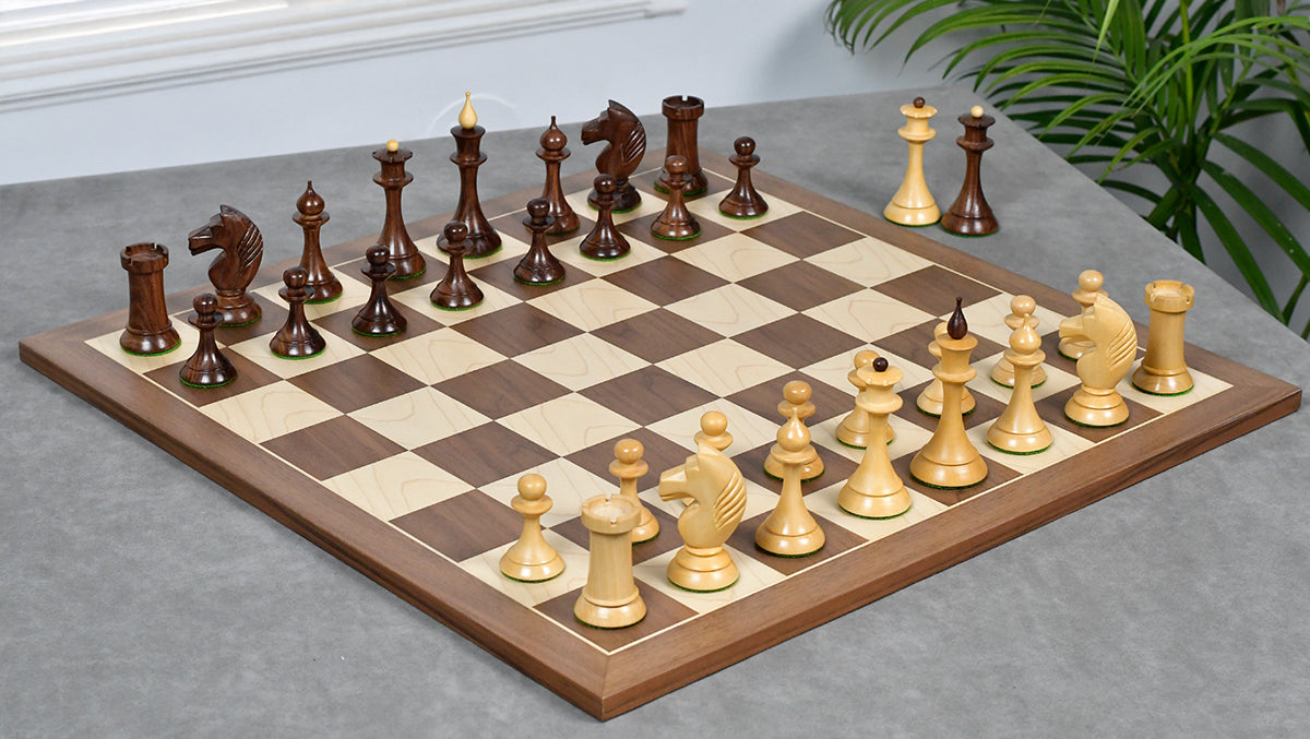 1950s' Soviet Russian (Queen' Gambit Series) Latvian Chess Pieces in Sheesham & Natural Boxwood - 4.1" King