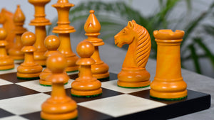 19th Century Antique Austrian Series Chess Pieces in Ebonized Boxwood & Antiqued Boxwood - 4.27" King - Colllector Chess