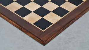 Combo Of Minimalist Soviet-Style Chess Pieces In Ebonized & Boxwood - 3.7” King With Wooden Ebony Wood / Maple Wood Chess Board