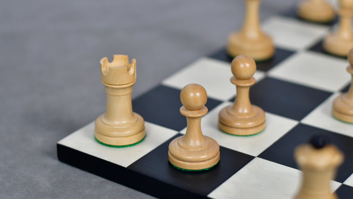 The Repro of Averbakh 1949 Moscow Chess Championship Chess Pieces in Ebonized & Boxwood 4.20 inch King - 1130 Grams Weight