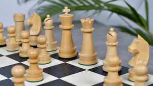 The Championship Series Staunton Chess Pieces in Ebonized Boxwood & Natural Boxwood - 3.75" King