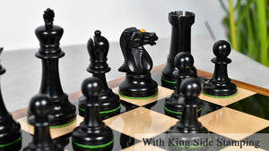 Richard Whitty Antique Chess Pieces with King Side Stamping in Ebony / Antiqued Box wood - 3.75" King