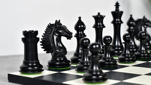The Mustang Series Wooden Triple Weighted Chess Pieces in Ebony / Boxwood - 4.4" King