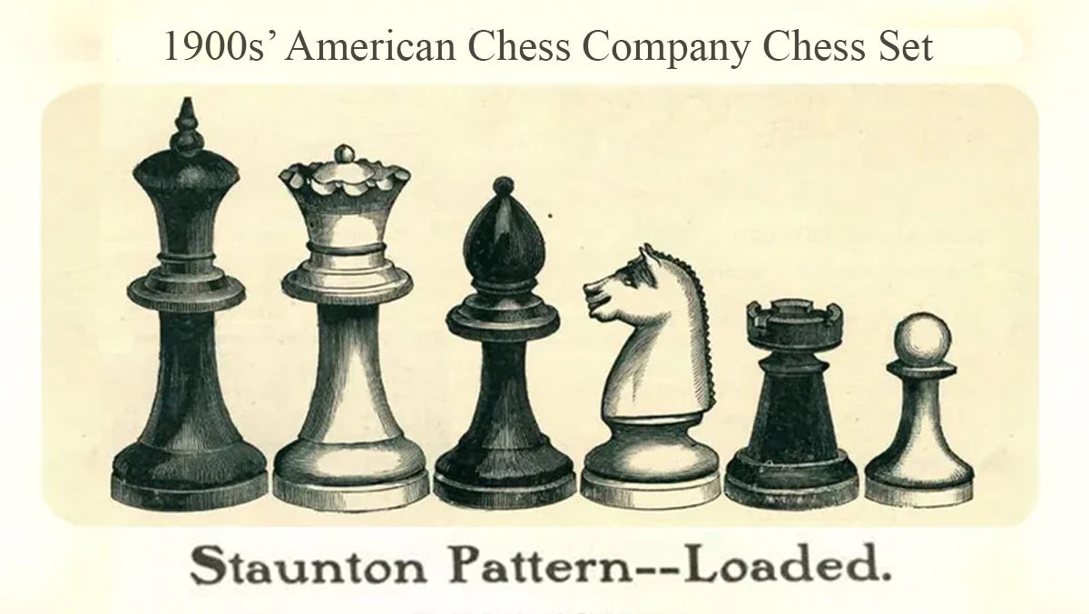 1900s' American Chess Company Reproduction Tournament Chess Set -  Black Ebonized & Antiqued Boxwood 3.8" King