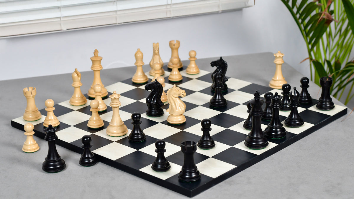 Fierce Knight Staunton Wooden Chess Pieces in Ebonized Boxwood & Box Wood - 4.0" King