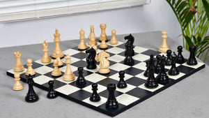 Fierce Knight (Queen's Gambit Series) Staunton Wooden Chess Pieces in Ebonized Boxwood & Box Wood - 4.0" King