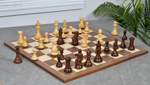 The Honour of Staunton (HOS) Series Weighted Chess Pieces in Sheesham & Natural Boxwood - 4.0" King
