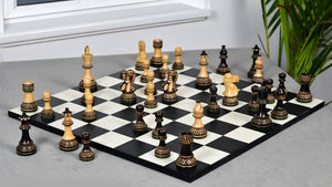 Burnt Blazed Series Handcarved Chess Pieces in Burnt Box Wood - 3.8" King - Best Seller